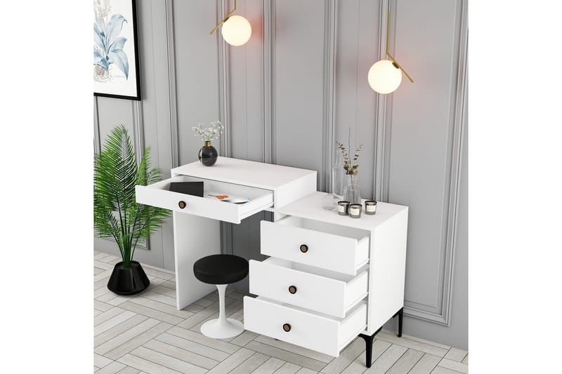 Ameias Meikkipöytä 124x84,7 cm Valkoinen - Hanah Home - Huonekalut - Pöytä & ruokailuryhmä - Meikki- & kampauspöydät