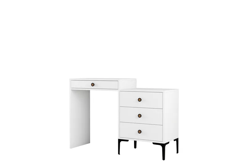 Ameias Meikkipöytä 124x84,7 cm Valkoinen, Hanah Home