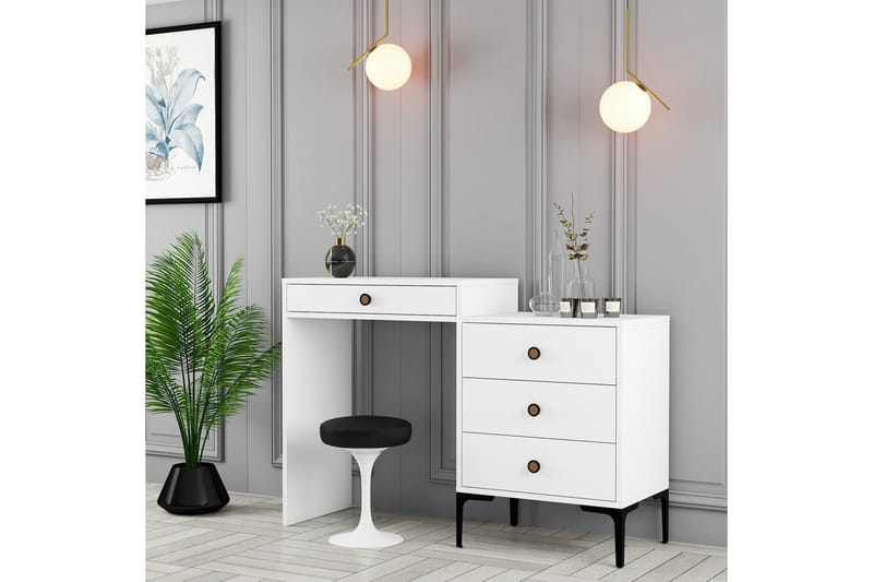 Ameias Meikkipöytä 124x84,7 cm Valkoinen - Hanah Home - Huonekalut - Pöytä & ruokailuryhmä - Meikki- & kampauspöydät