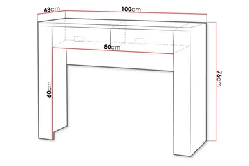 Cezar Sminkbord 100x43x76 cm Ek - Huonekalut - Pöytä & ruokailuryhmä - Meikki- & kampauspöydät