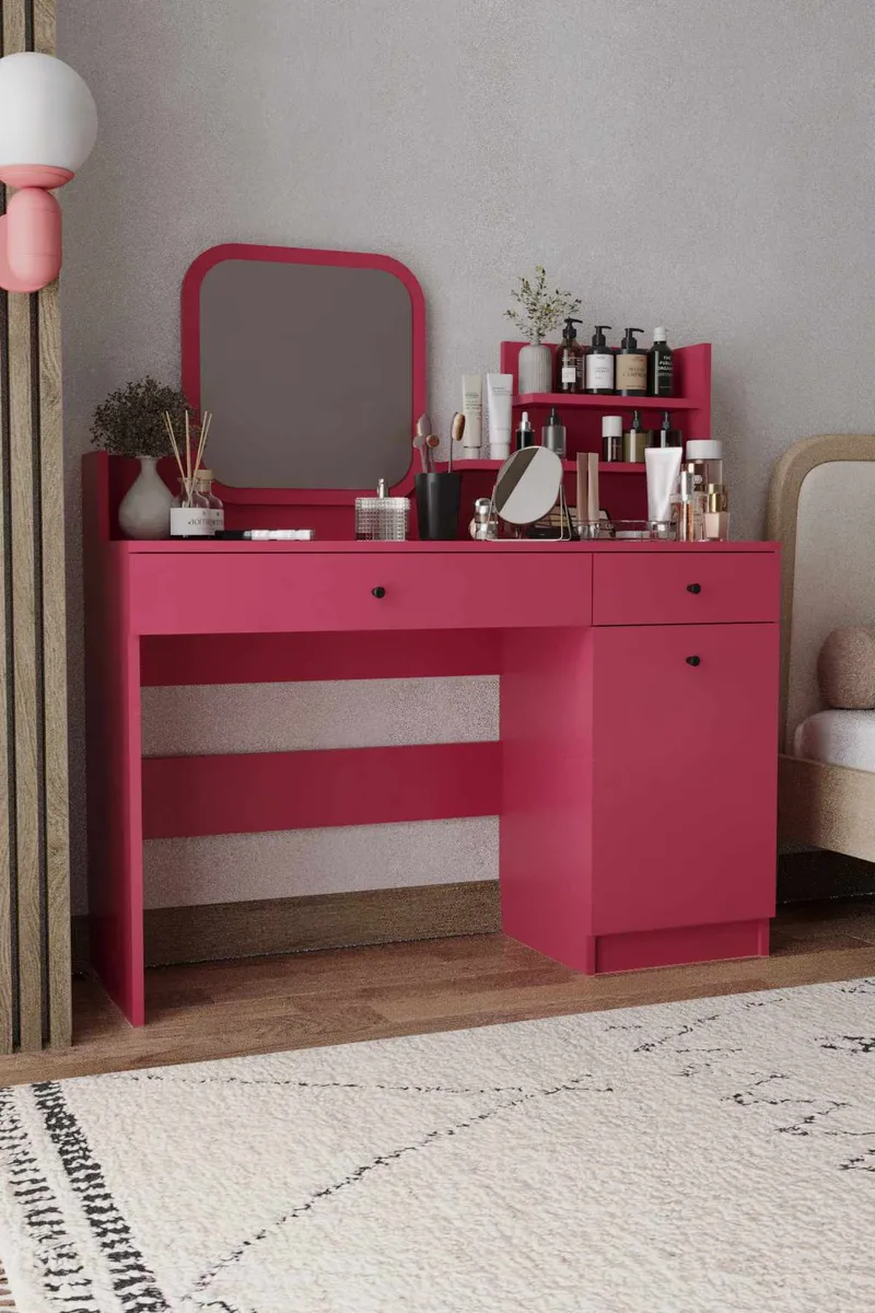 Fabrony kampauspöytä peilillä 124 cm - Huonekalut - Pöytä & ruokailuryhmä - Meikki- & kampauspöydät - Meikkipöytä peilillä