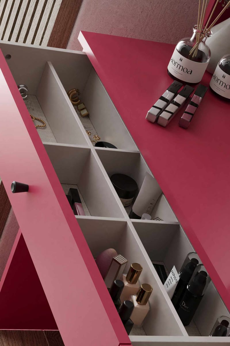 Fabrony kampauspöytä peilillä 124 cm - Huonekalut - Pöytä & ruokailuryhmä - Meikki- & kampauspöydät - Meikkipöytä peilillä