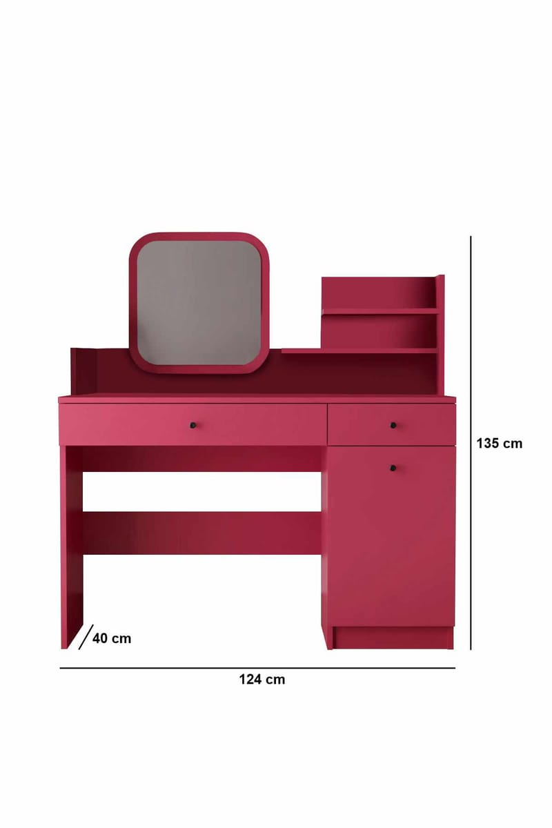 Fabrony kampauspöytä peilillä 124 cm - Huonekalut - Pöytä & ruokailuryhmä - Meikki- & kampauspöydät - Meikkipöytä peilillä
