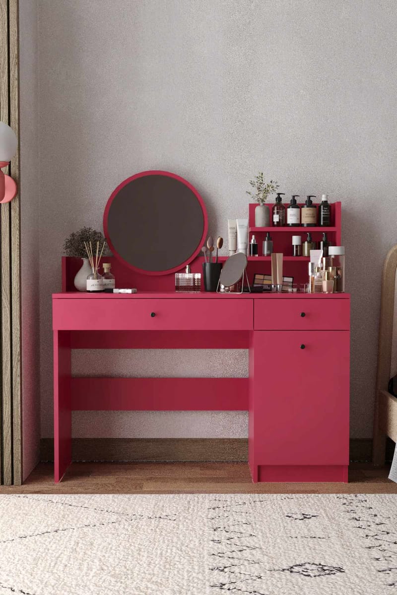 Fabrony kampauspöytä peilillä 124 cm - Huonekalut - Pöytä & ruokailuryhmä - Meikki- & kampauspöydät - Meikkipöytä peilillä