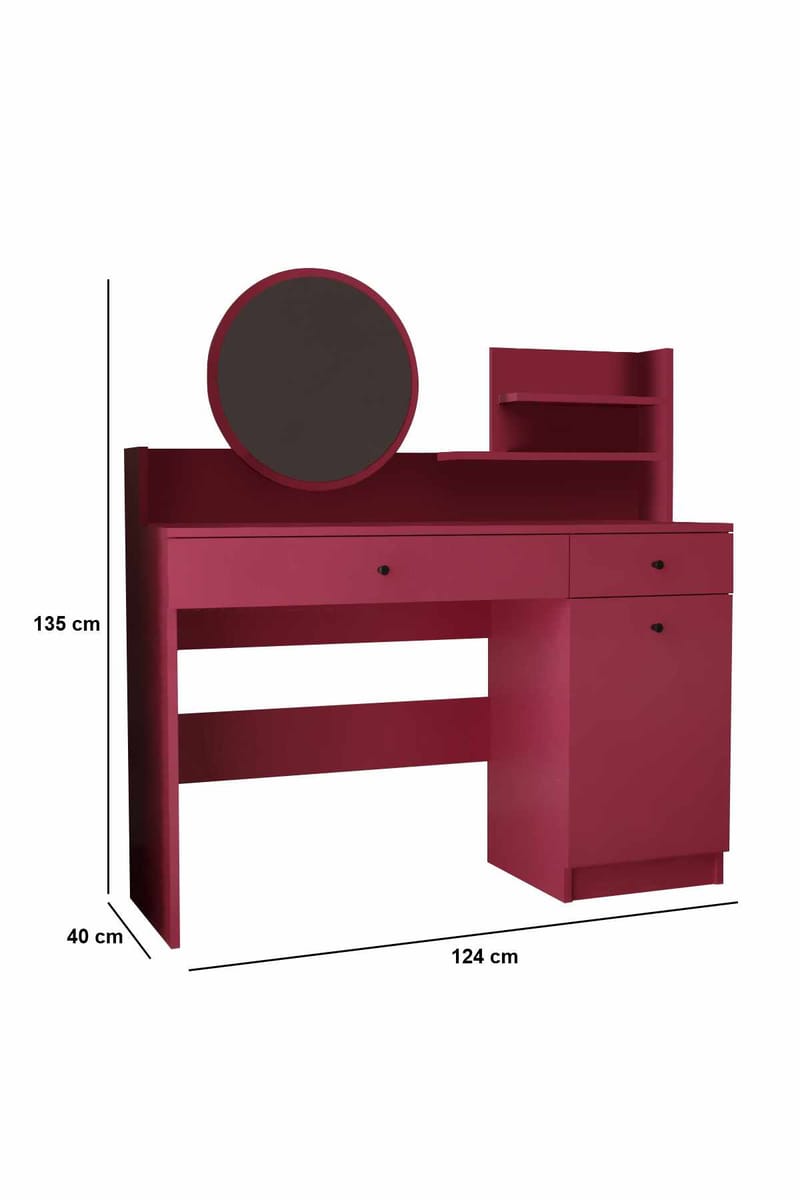 Fabrony kampauspöytä peilillä 124 cm - Huonekalut - Pöytä & ruokailuryhmä - Meikki- & kampauspöydät - Meikkipöytä peilillä