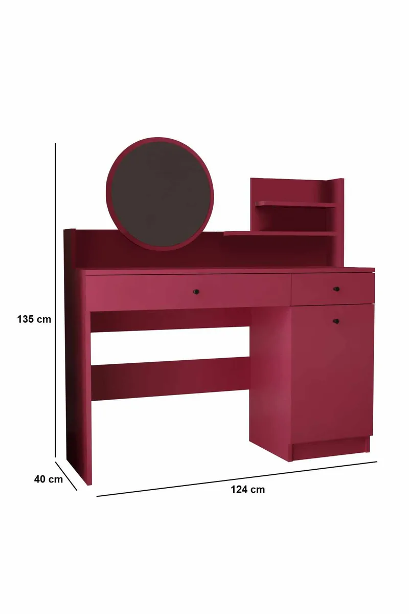 Fabrony kampauspöytä peilillä 124 cm - Huonekalut - Pöytä & ruokailuryhmä - Meikki- & kampauspöydät - Meikkipöytä peilillä