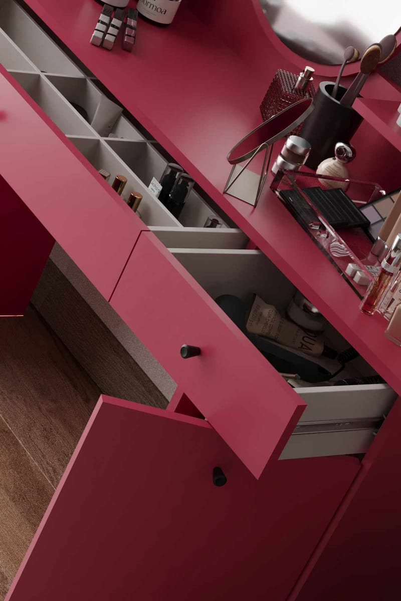 Fabrony kampauspöytä peilillä 124 cm - Huonekalut - Pöytä & ruokailuryhmä - Meikki- & kampauspöydät - Meikkipöytä peilillä