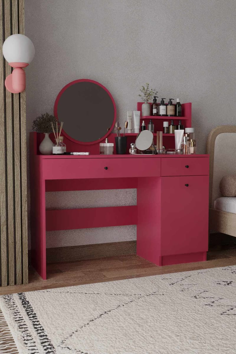 Fabrony kampauspöytä peilillä 124 cm - Huonekalut - Pöytä & ruokailuryhmä - Meikki- & kampauspöydät - Meikkipöytä peilillä