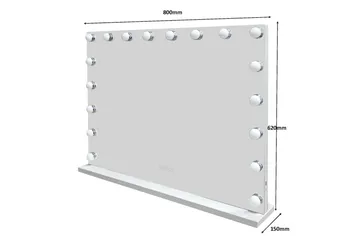 Glow-meikkipöytä 120 cm lasitasolla, säilytystilalla ja laatikoilla sekä valaistulla 80 cm:n peilillä - Valkoinen - Huonekalut - Pöytä & ruokailuryhmä - Meikki- & kampauspöydät - Meikkipöytä valolla
