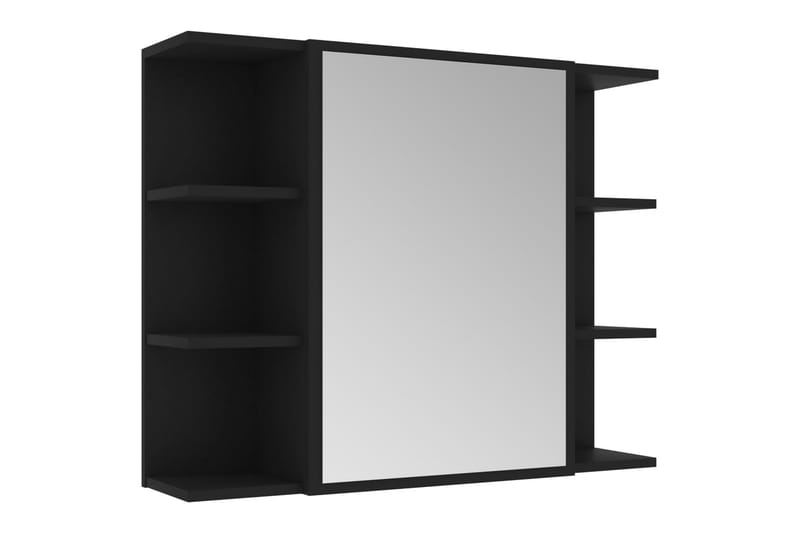 Kylpyhuoneen peilikaappi musta 80x20,5x64 cm lastulevy - Musta - Huonekalut - Pöytä & ruokailuryhmä - Meikki- & kampauspöydät