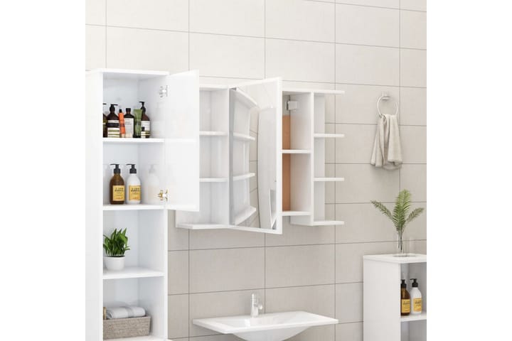 Kylpyhuoneen peilikaappi korkeakiilto valkoinen 80x20,5x64cm - Valkoinen - Meikki- & kampauspöydät
