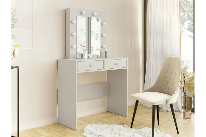 Meikkauspöytä Scotsdale 80x40 cm - Cashmere - Huonekalut - Pöytä & ruokailuryhmä - Meikki- & kampauspöydät - Meikkipöytä valolla