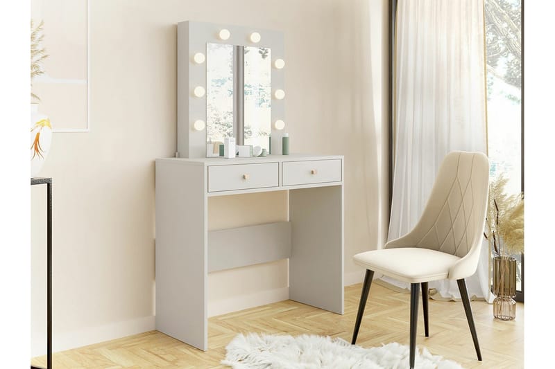 Meikkauspöytä Scotsdale 80x40 cm - Cashmere - Huonekalut - Pöytä & ruokailuryhmä - Meikki- & kampauspöydät - Meikkipöytä valolla