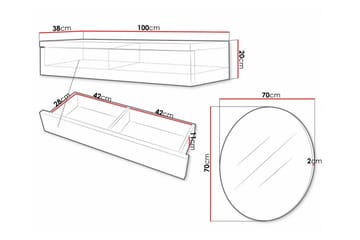 Meikkauspöytä Staffin 100x38 cm - Musta - Huonekalut - Pöytä & ruokailuryhmä - Meikki- & kampauspöydät - Meikkipöytä peilillä