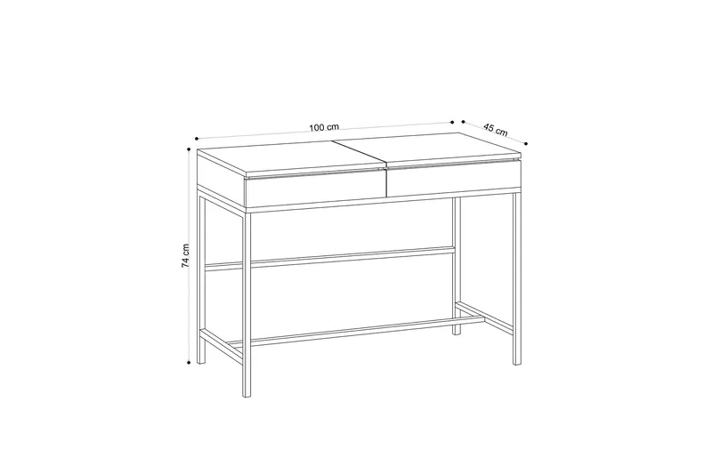 Meikkipöytä 45x100 cm - Luonnonväri/Musta - Huonekalut - Pöytä & ruokailuryhmä - Meikki- & kampauspöydät - Meikkipöytä peilillä