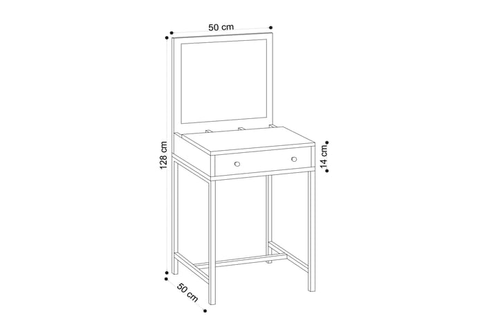 Meikkipöytä 50x50 cm - Luonnonväri/Musta - Meikkipöytä peilillä - Meikki- & kampauspöydät