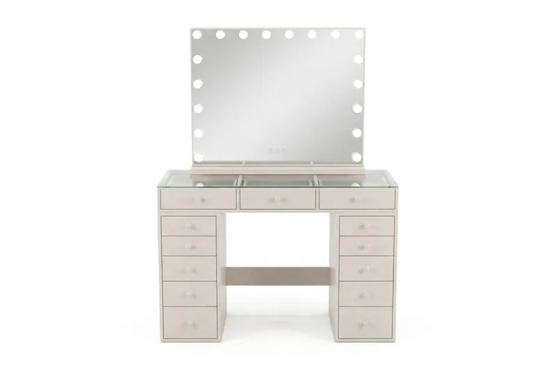 Meikkipöytä Basic Home Glow 120 cm ja Glow-meikkipeili 80 cm Beige, undefined