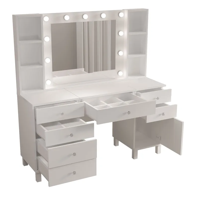 Meikkipöytä Hanah Home Monra (139,9 x 147 x 139,9 cm) Valkoinen, Valkoinen