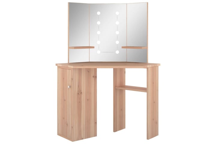 Meikkipöytä kulmaan LED-valoilla tammi 111x54x141,5 cm - Meikkipöytä valolla - Meikkipöytä peilillä - Meikki- & kampauspöyd�ät