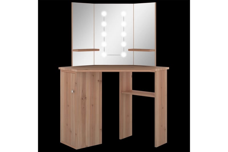 Meikkipöytä kulmaan LED-valoilla tammi 111x54x141,5 cm - Huonekalut - Pöytä & ruokailuryhmä - Meikki- & kampauspöydät - Meikkipöytä valolla