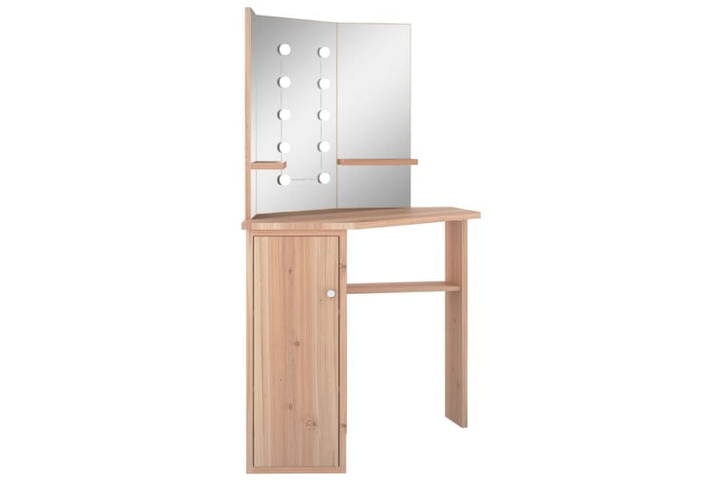 Meikkipöytä kulmaan LED-valoilla tammi 111x54x141,5 cm - Huonekalut - Pöytä & ruokailuryhmä - Meikki- & kampauspöydät - Meikkipöytä valolla