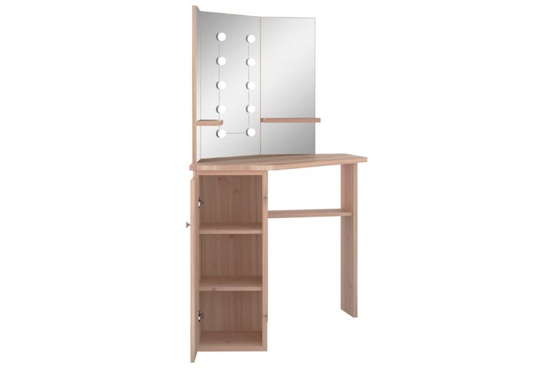 Meikkipöytä kulmaan LED-valoilla tammi 111x54x141,5 cm - Huonekalut - Pöytä & ruokailuryhmä - Meikki- & kampauspöydät - Meikkipöytä valolla