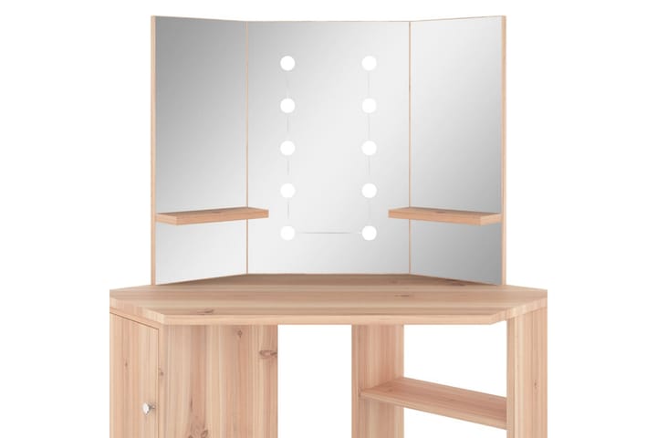 Meikkipöytä kulmaan LED-valoilla tammi 111x54x141,5 cm - Meikkipöytä valolla - Meikkipöytä peilillä - Meikki- & kampauspöydät