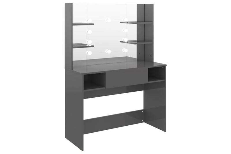 Meikkipöytä LED-valoilla 100x40x135 cm MDF kiiltävä harmaa - Harmaa - Huonekalut - Pöytä & ruokailuryhmä - Meikki- & kampauspöydät