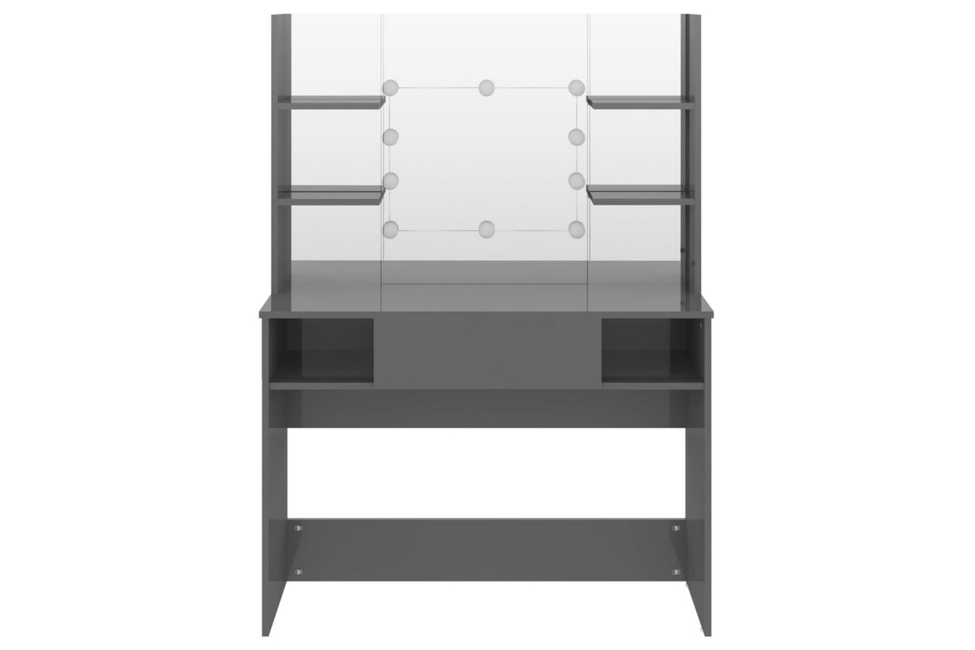Meikkipöytä LED-valoilla 100x40x135 cm MDF kiiltävä harmaa - Harmaa - Huonekalut - Pöytä & ruokailuryhmä - Meikki- & kampauspöydät