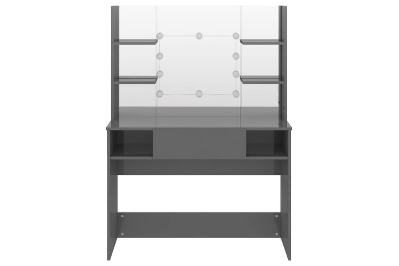 Meikkipöytä LED-valoilla 100x40x135 cm MDF kiiltävä harmaa - Harmaa - Huonekalut - Pöytä & ruokailuryhmä - Meikki- & kampauspöydät
