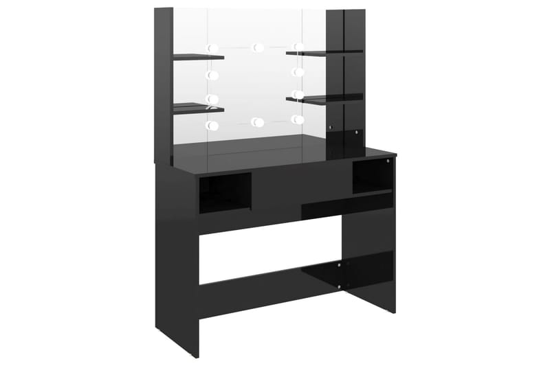 Meikkipöytä LED-valoilla 100x40x135 cm MDF kiiltävä musta - Musta - Huonekalut - Pöytä & ruokailuryhmä - Meikki- & kampauspöydät