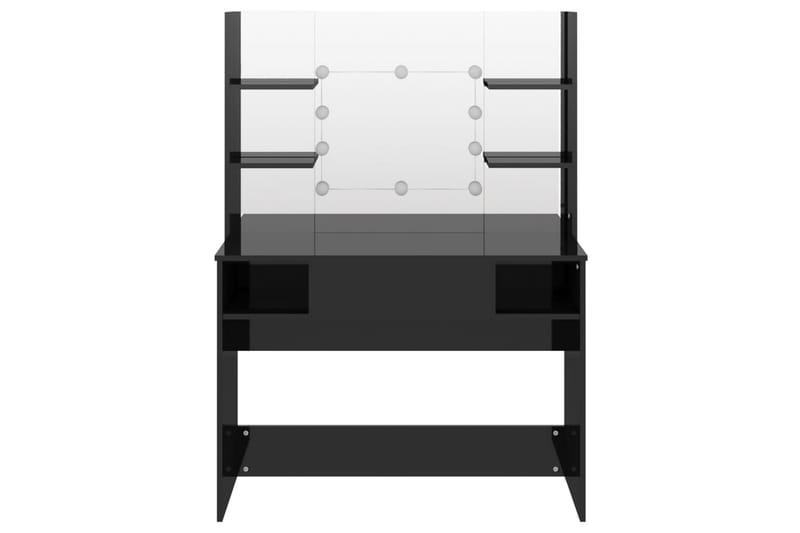 Meikkipöytä LED-valoilla 100x40x135 cm MDF kiiltävä musta - Musta - Huonekalut - Pöytä & ruokailuryhmä - Meikki- & kampauspöydät