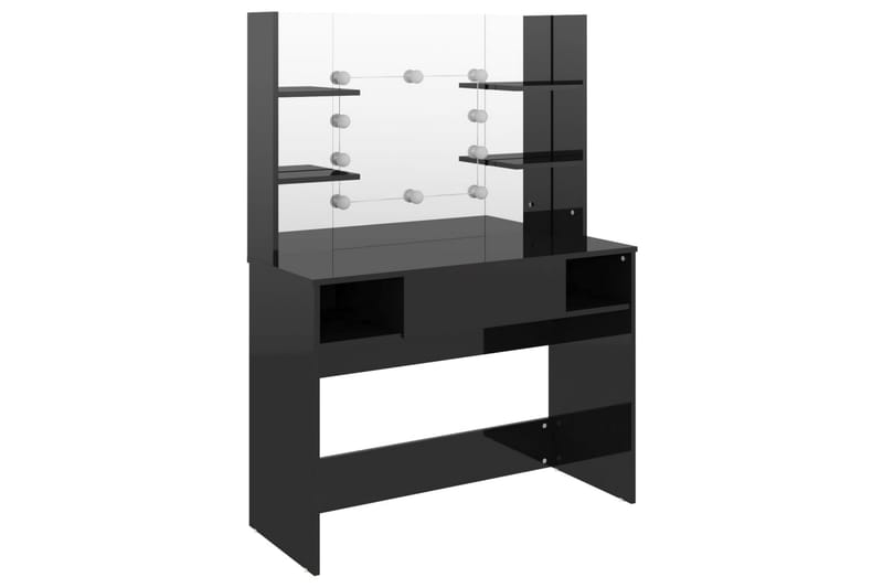 Meikkipöytä LED-valoilla 100x40x135 cm MDF kiiltävä musta - Musta - Huonekalut - Pöytä & ruokailuryhmä - Meikki- & kampauspöydät