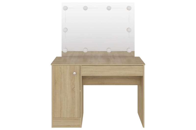 Meikkipöytä LED-valoilla 110x55x145 cm MDF tammi - Ruskea - Huonekalut - Pöytä & ruokailuryhmä - Meikki- & kampauspöydät