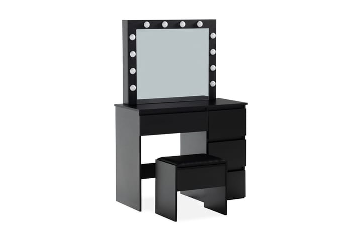 Meikkipöytä Lycke 140 cm LED-valaistus - Musta - Meikki- & kampauspöydät - Meikkipöytä valolla - Meikkipöytä peilillä
