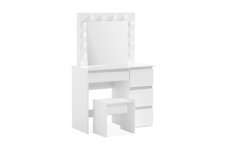 Meikkipöytä Lycke 94 cm LED-valaistus - Valkoinen - Meikkipöytä valolla - Meikkipöytä peilillä - Meikki- & kampauspöydät
