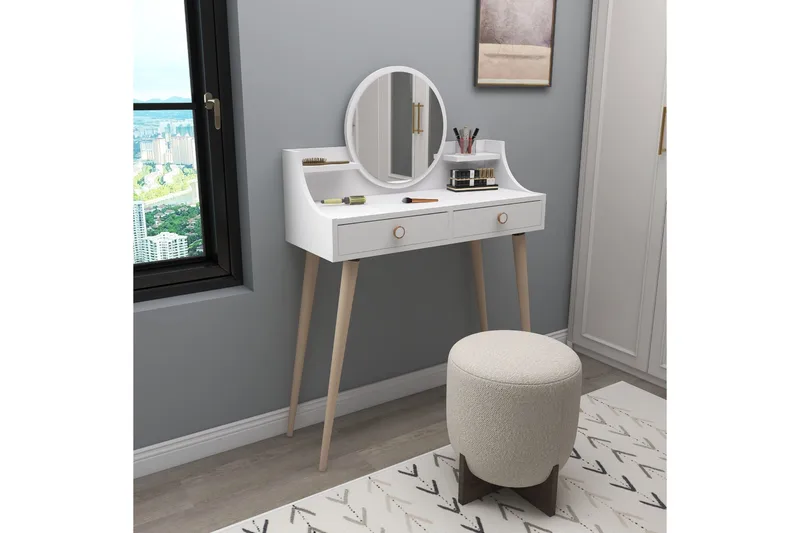 Meikkipöytä Mamt 90 cm, Valkoinen