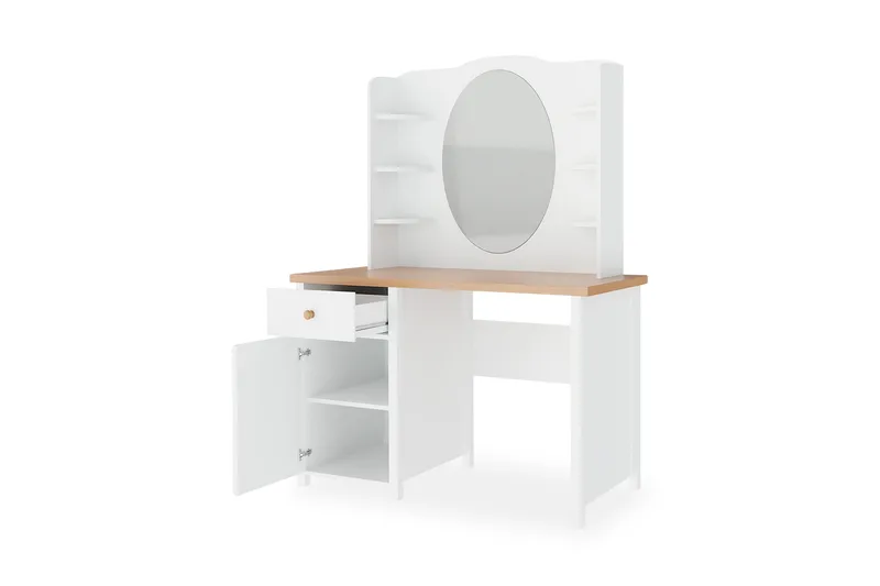 Meikkipöytä Story - Beige/Valkoinen - Huonekalut - Pöytä & ruokailuryhmä - Meikki- & kampauspöydät - Meikkipöytä peilillä