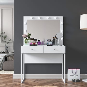 Meikkipöytä Wallxpert Eska BJ158 (90 x 141,8 x 40 cm) valkoinen - Valkoinen - Huonekalut - Pöytä & ruokailuryhmä - Meikki- & kampauspöydät - Meikkipöytä valolla