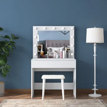 Meikkipöytä Wallxpert Gala Shelf (90 x 76,8 x 45 cm) Valkoinen - Valkoinen - Huonekalut - Pöytä & ruokailuryhmä - Meikki- & kampauspöydät - Meikkipöytä valolla