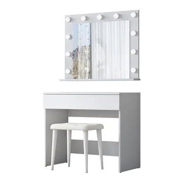 Meikkipöytä Wallxpert Gala Shelf (90 x 76,8 x 45 cm) Valkoinen - Valkoinen - Huonekalut - Pöytä & ruokailuryhmä - Meikki- & kampauspöydät - Meikkipöytä valolla