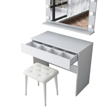 Meikkipöytä Wallxpert Gala Shelf (90 x 76,8 x 45 cm) Valkoinen - Valkoinen - Huonekalut - Pöytä & ruokailuryhmä - Meikki- & kampauspöydät - Meikkipöytä valolla