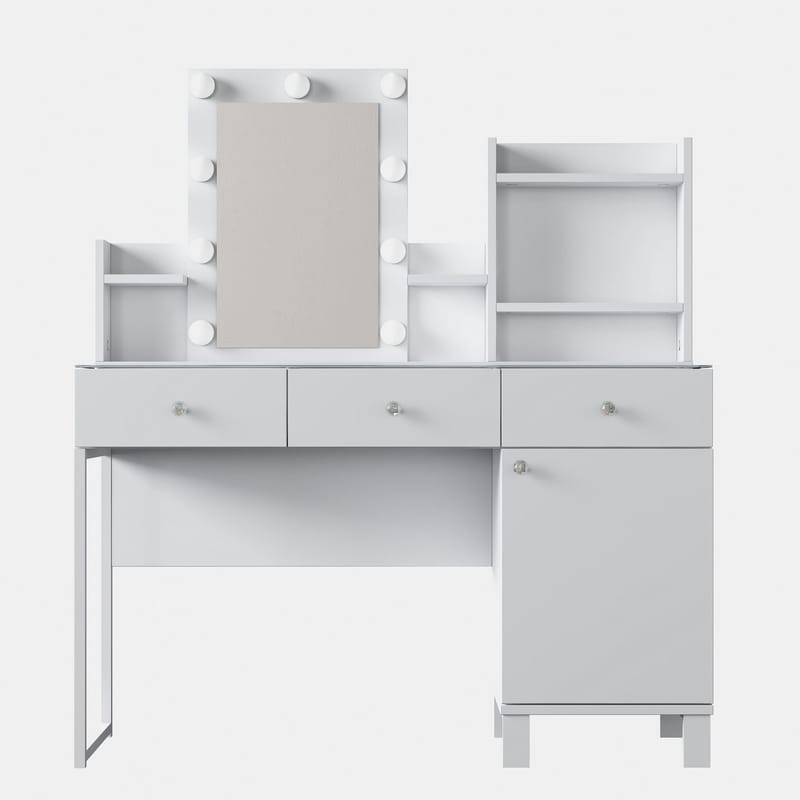 Meikkipöytä Wallxpert Hyla BJ139 (120 x 136,8 x 40 cm) valkoinen - Valkoinen - Huonekalut - Pöytä & ruokailuryhmä - Meikki- & kampauspöydät - Meikkipöytä valolla