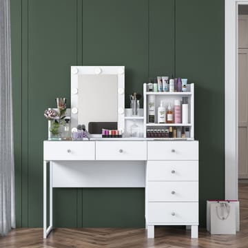 Meikkipöytä Wallxpert Hyla BJ141 (120 x 136,8 x 40 cm) valkoinen - Valkoinen - Huonekalut - Pöytä & ruokailuryhmä - Meikki- & kampauspöydät - Meikkipöytä valolla