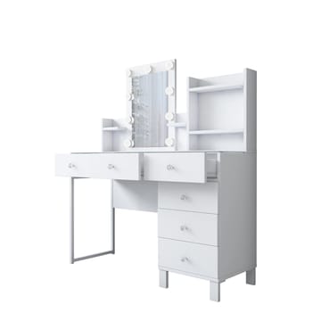 Meikkipöytä Wallxpert Hyla BJ141 (120 x 136,8 x 40 cm) valkoinen - Valkoinen - Huonekalut - Pöytä & ruokailuryhmä - Meikki- & kampauspöydät - Meikkipöytä valolla