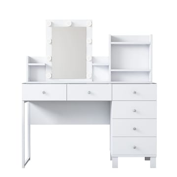 Meikkipöytä Wallxpert Hyla BJ141 (120 x 136,8 x 40 cm) valkoinen - Valkoinen - Huonekalut - Pöytä & ruokailuryhmä - Meikki- & kampauspöydät - Meikkipöytä valolla