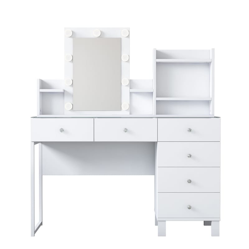 Meikkipöytä Wallxpert Hyla BJ141 (120 x 136,8 x 40 cm) valkoinen - Valkoinen - Huonekalut - Pöytä & ruokailuryhmä - Meikki- & kampauspöydät - Meikkipöytä valolla