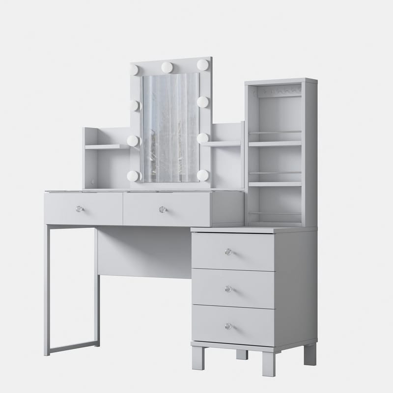 Meikkipöytä Wallxpert Hyla BJ153 (120 x 136,8 x 40 cm) valkoinen - Valkoinen - Huonekalut - Pöytä & ruokailuryhmä - Meikki- & kampauspöydät - Meikkipöytä valolla
