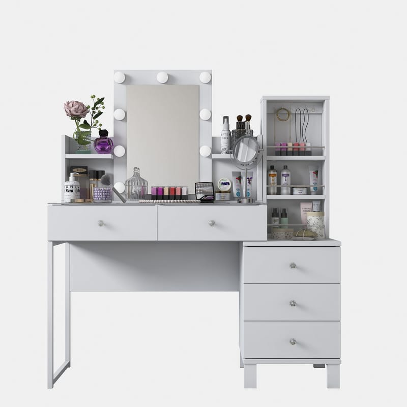 Meikkipöytä Wallxpert Hyla BJ153 (120 x 136,8 x 40 cm) valkoinen - Valkoinen - Huonekalut - Pöytä & ruokailuryhmä - Meikki- & kampauspöydät - Meikkipöytä valolla