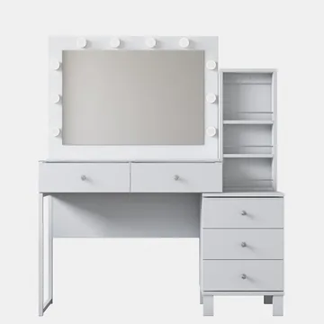 Meikkipöytä Wallxpert Isla-hylly BJ151 (120 x 141,8 x 40 cm) valkoinen - Valkoinen - Huonekalut - Pöytä & ruokailuryhmä - Meikki- & kampauspöydät - Meikkipöytä valolla